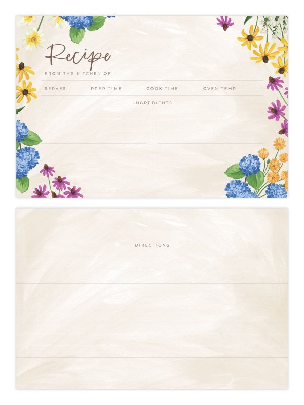 Vintage Blooms Floral Recipe Cards - Set of 50, 2 of 2