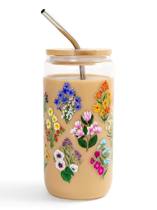 Vintage Blooms Floral Glass Can, 4 of 4