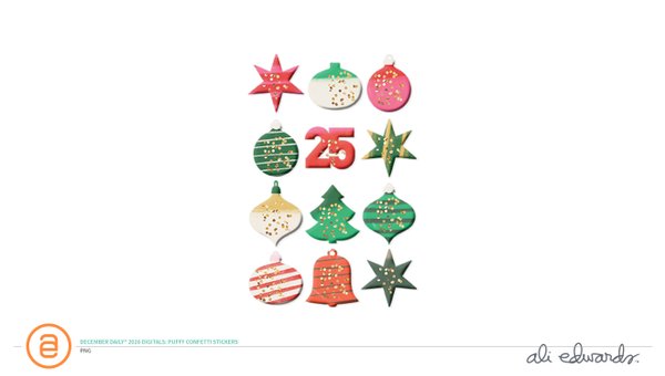 December Daily® 2026 Digital Puffy Confetti Stickers, 1 of 1