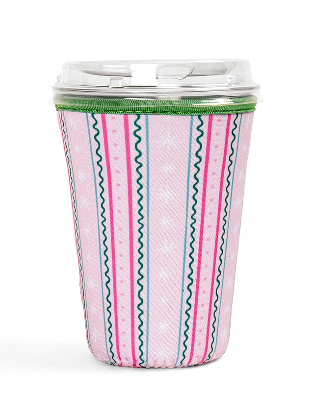 Pink & Green Striped Drink Sleeve, 1 of 2