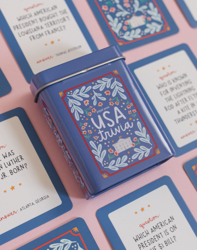 USA Trivia Game - Deck of Cards + Storage Tin, 4 of 8