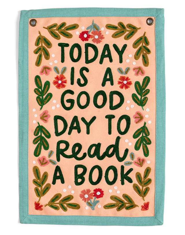 Today is a Good Day to Read a Book Embroidered Canvas Banner, 2 of 4