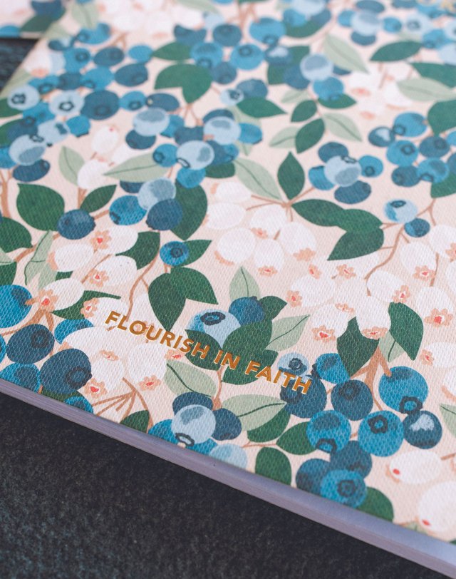 Flourish in Faith Blueberry Field Stitched Notebook, 3 of 5