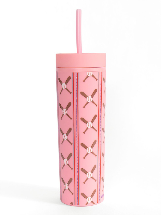 Baseball Bats 16oz Skinny Acrylic Tumbler - Pink, 2 of 2
