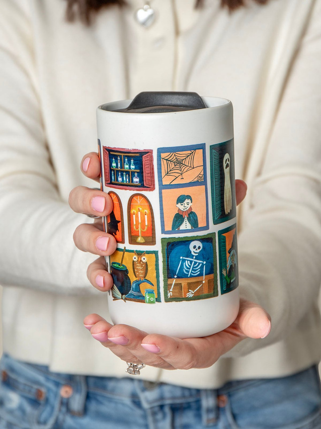 Spooky View Halloween 18oz Travel Ceramic Coffee Mug, 1 of 5