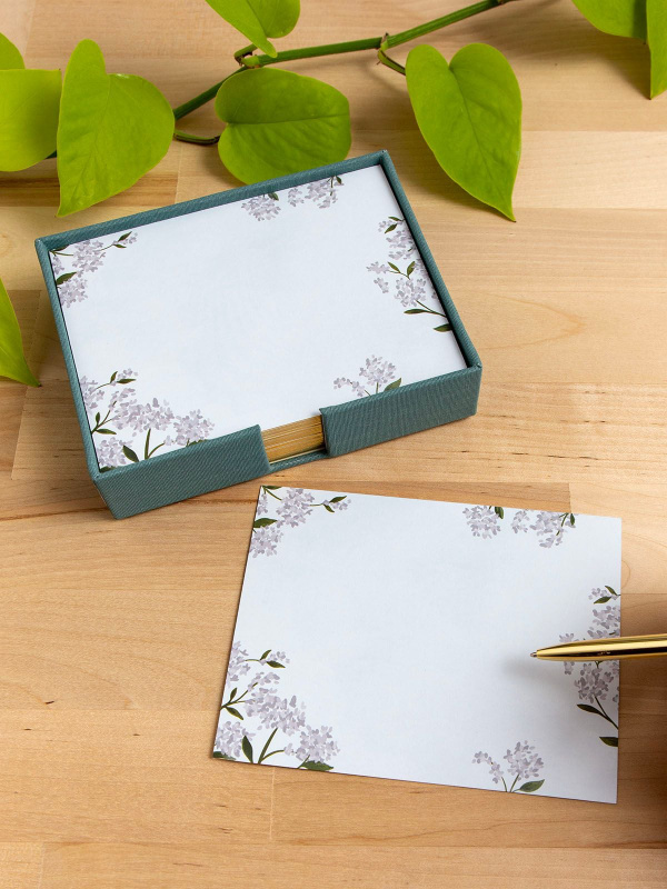 Hydrangea Desk Jotter - Flat Notes Set with Organizer Box, 1 of 3