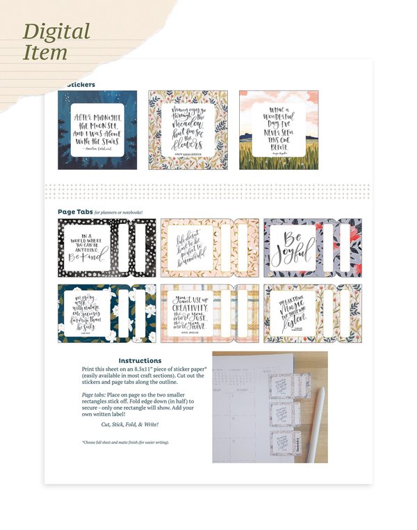 Digital Printable Page Tab Stickers, 1 of 2