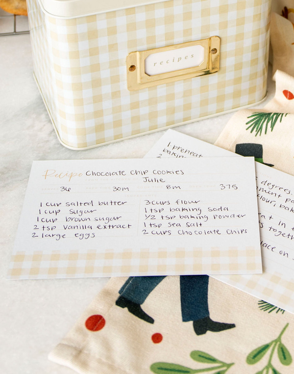 Beige Gingham Recipe Cards - Set of 50, 3 of 3
