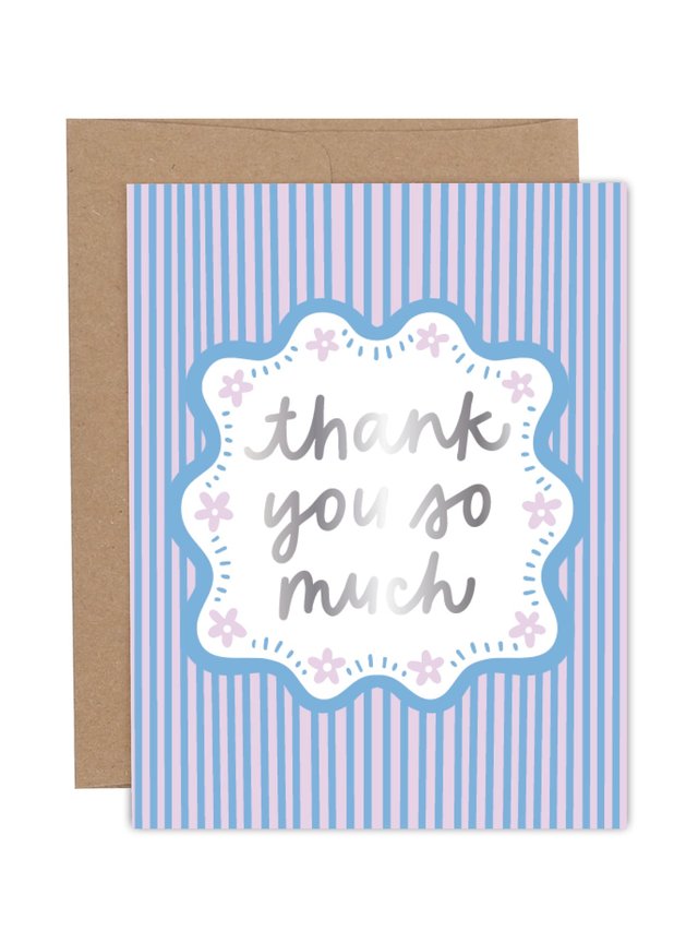 Thank You So Much Stripes Greeting Card, 1 of 1