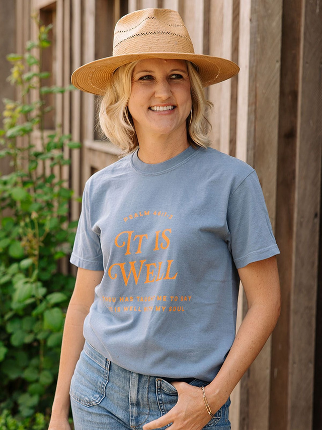 It Is Well With My Soul Faith Tee - Blue Jean, 2 of 6