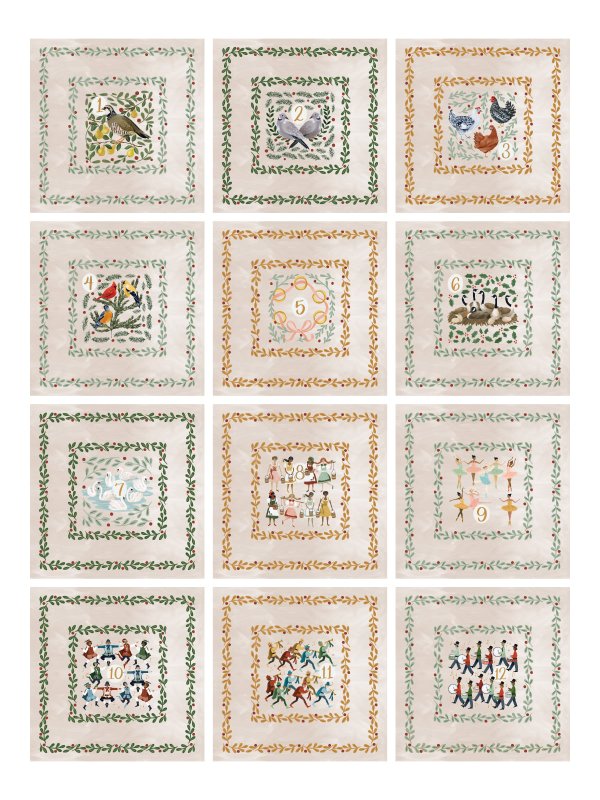12 Days of Christmas Cotton Napkin Set of 12, 2 of 5