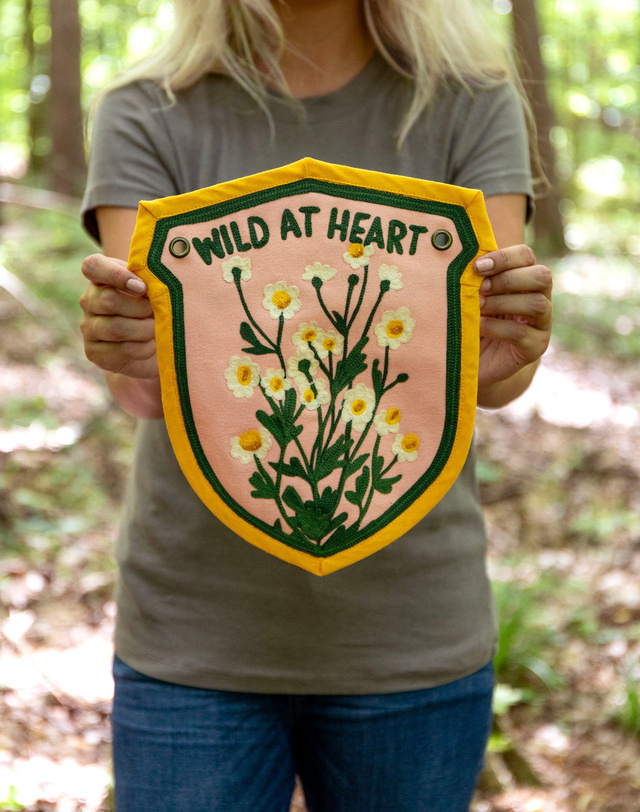 Wild At Heart Embroidered Canvas Banner, 1 of 6