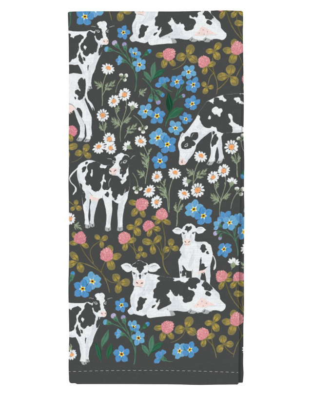 Milk Cows & Flowers Tea Towel, 1 of 2