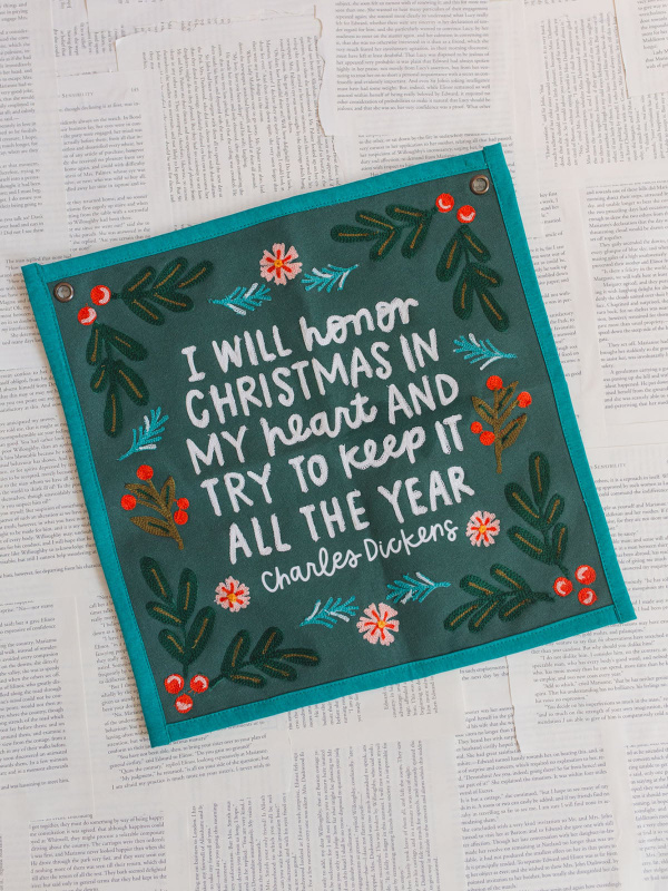 Christmas In My Heart Embroidered Canvas Banner, 1 of 4