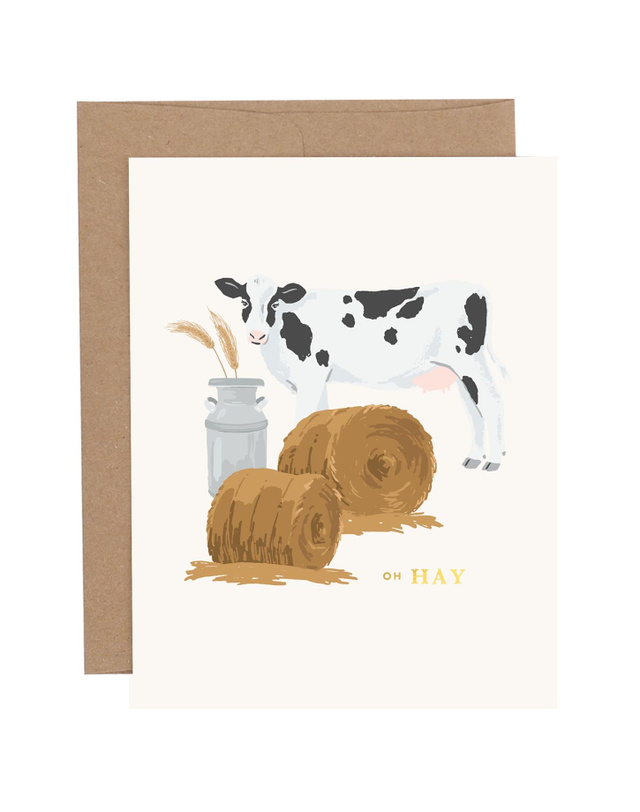 Oh Hay Cow Everyday Greeting Card, 1 of 2