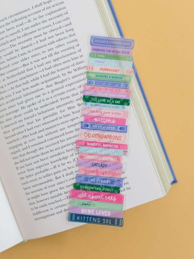 Cat Lover Book Stack Transparent Bookmark, 1 of 2