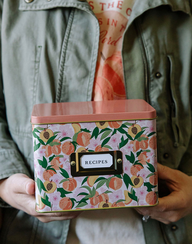 Peach Blossom Tin Recipe Box, 4 of 6