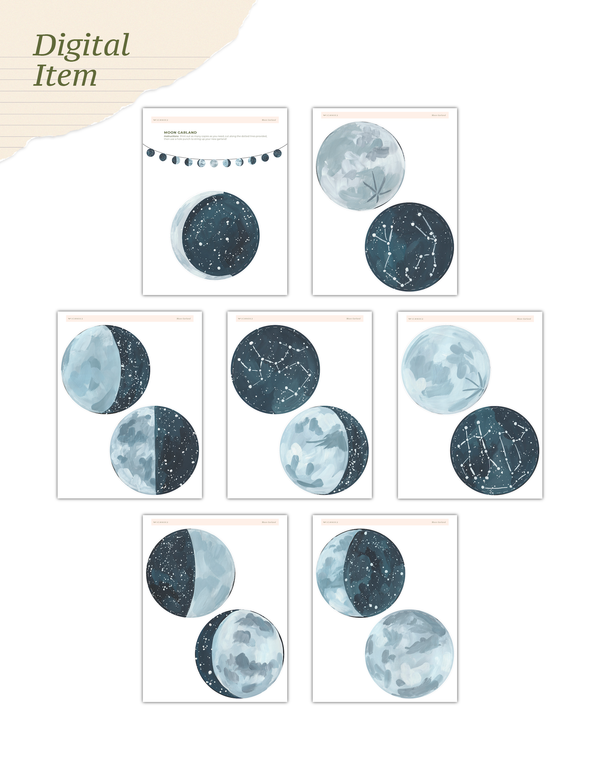 Digital Printable Moon Garland, 1 of 1