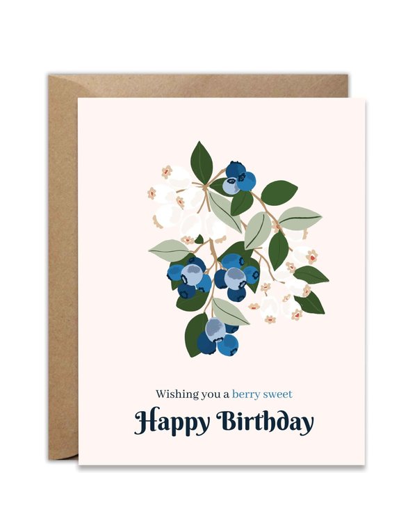 Berry Sweet Birthday Blueberry Greeting Card, 1 of 1