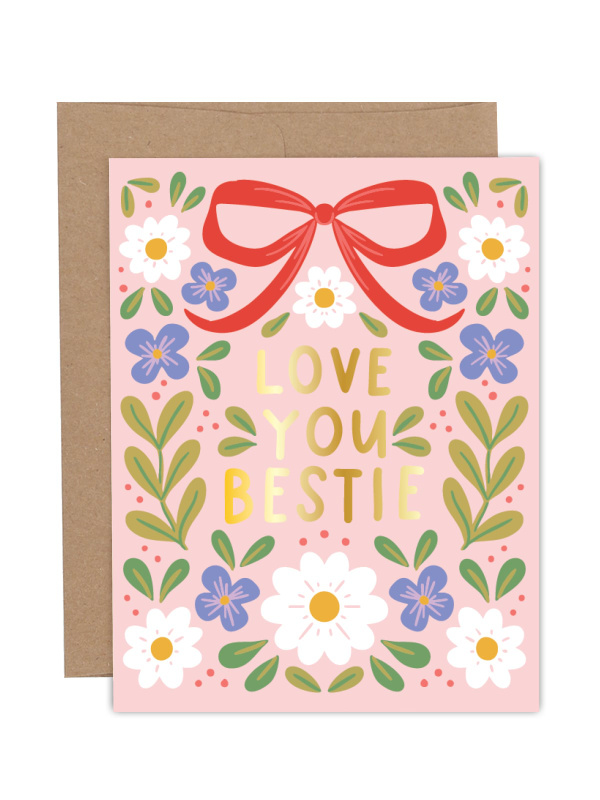 Love You Bestie Friendship Greeting Card, 1 of 1