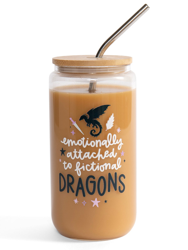 Emotionally Attached to Dragons Romantasy Reader Glass Can, 1 of 1