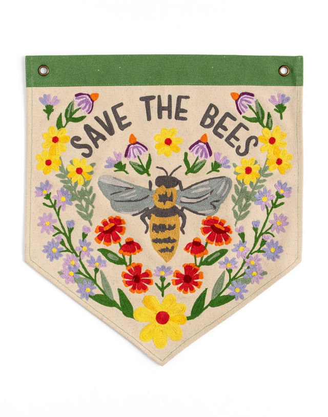 Save The Bees Embroidered Canvas Banner, 3 of 6