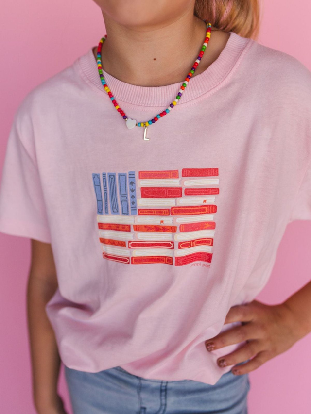 American Flag Book Stack Pippi Post Youth Core Tee - Blush, 2 of 3