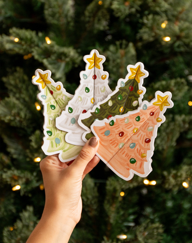 Vintage Christmas Tree Accordion Greeting Card Boxed Set, 2 of 3