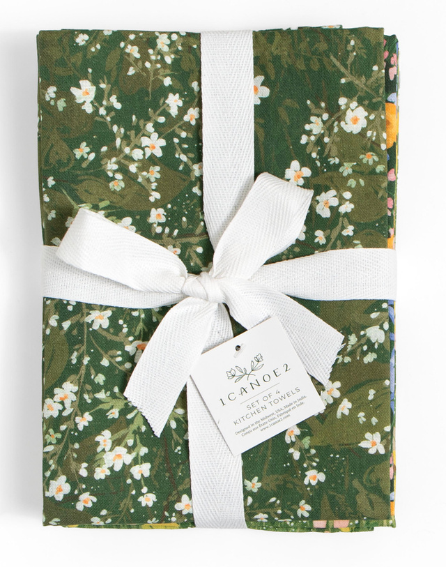Painted Florals Kitchen Tea Towel Set, 5 of 5