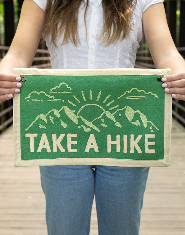 Take A Hike Embroidered Canvas Banner, 1 of 4