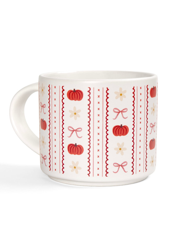 Pumpkins, Bows & Florals Fall Large Ceramic Coffee Mug, 4 of 4