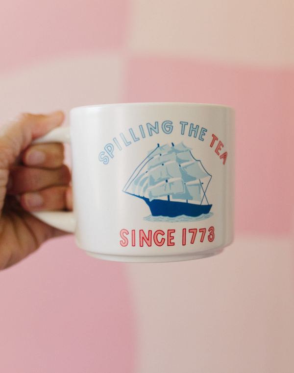 Spilling The Tea Large Ceramic Mug , 2 of 3