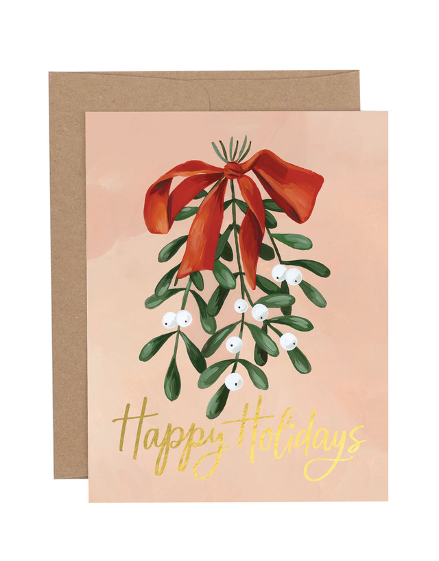 Happy Holidays Mistletoe Greeting Card, 1 of 1