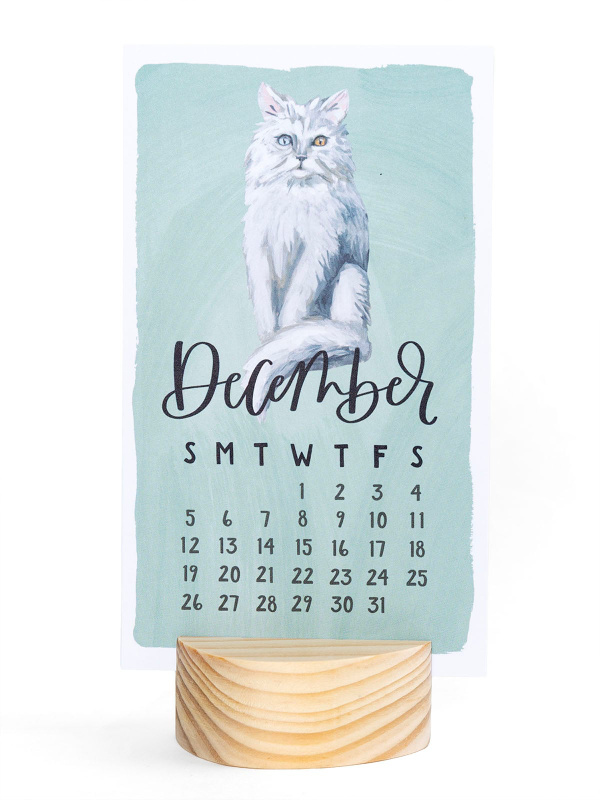 Feline Friends Cats 2027 Mini Desk Calendar + Wooden Block, 6 of 7
