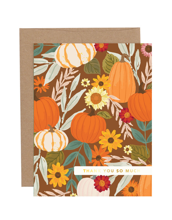 Thank You So Much Fall Pumpkin Greeting Card, 1 of 1