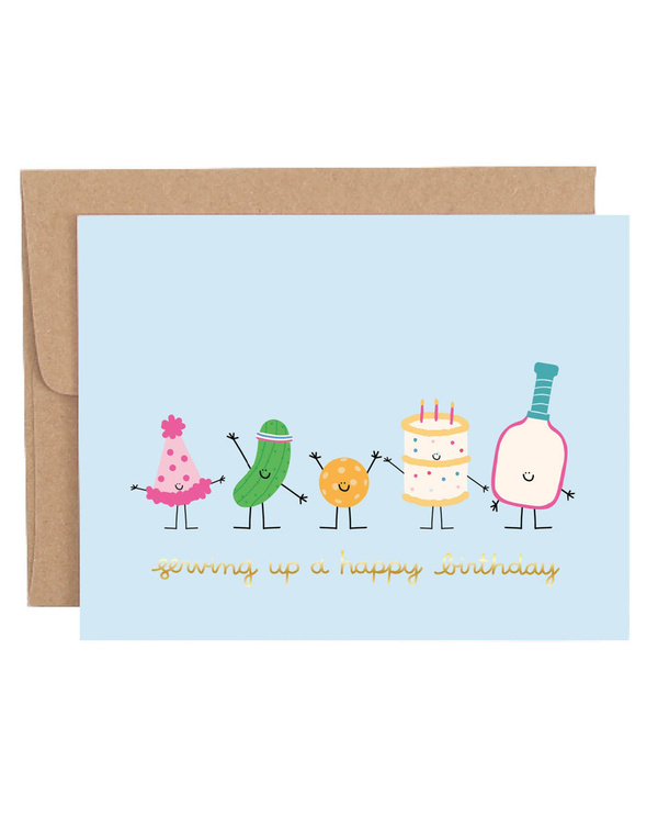 Serving Up A Happy Birthday Pickleball Greeting Card, 1 of 1