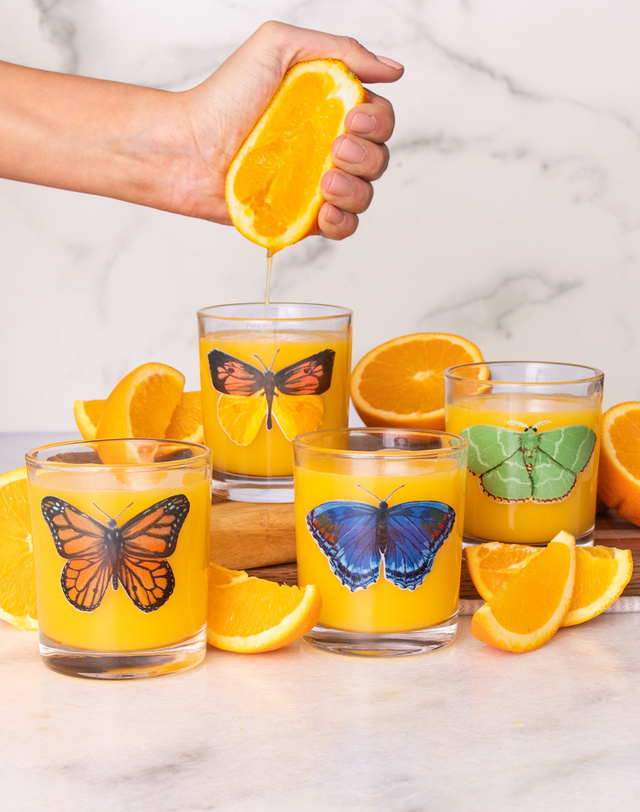 Red Spotted Purple Butterfly Short Juice Glass, 3 of 4