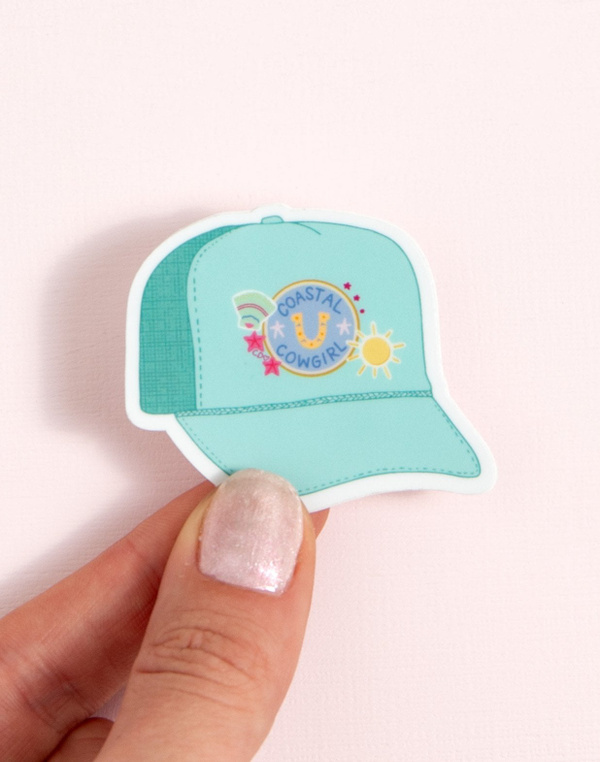 Aqua Trucker Hat Decal Sticker, 2 of 2