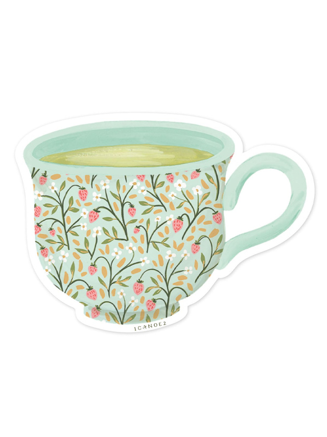 Strawberry Meadow Teacup Decal Sticker, 1 of 2