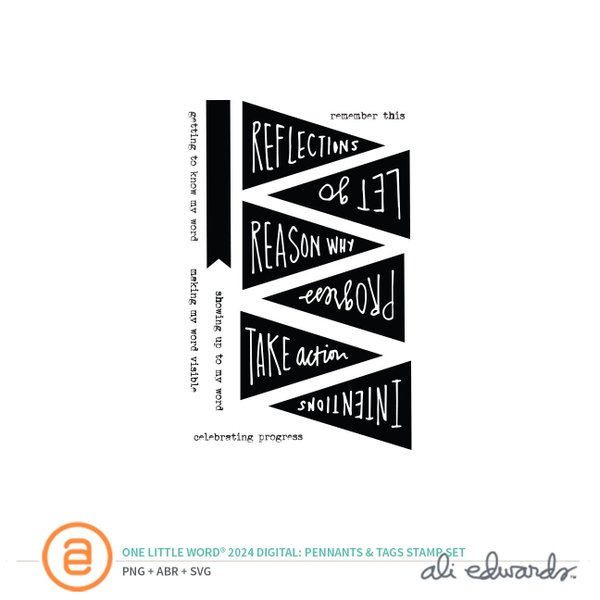 One Little Word® 2024 Pennants + Tags Digital Stamp Set, 1 of 1