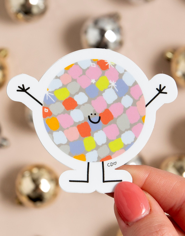 Smiley Disco Ball Decal Sticker, 1 of 3
