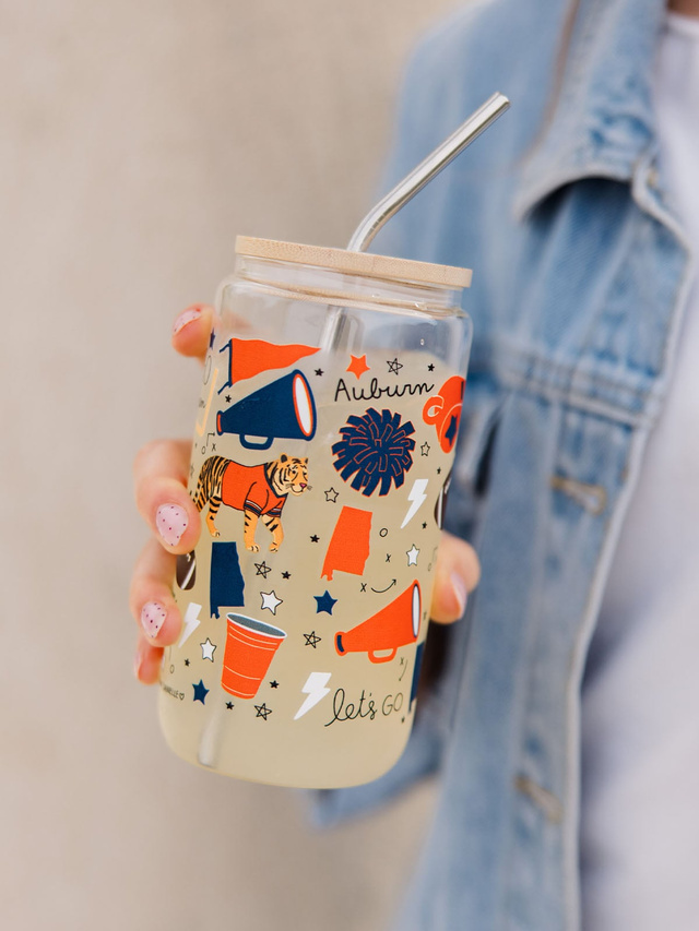 Auburn Football Game Day Glass Can, 1 of 4