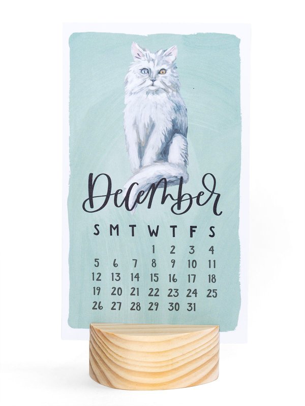 Feline Friends Cats 2027 Mini Desk Calendar + Wooden Block, 6 of 7