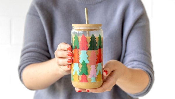 Christmas Tree Glass Can, 1 of 4