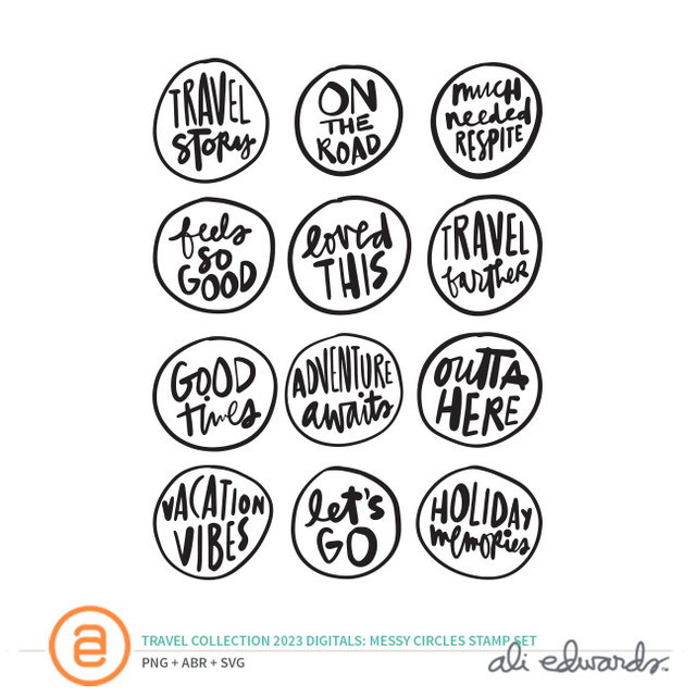 Travel Collection 2023 6×8 Digital Travel Messy Circles Stamp Set, 1 of 1