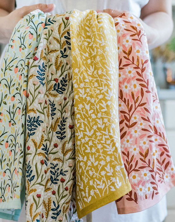 Mustard Tiny Floral Kitchen Towel , 2 of 2