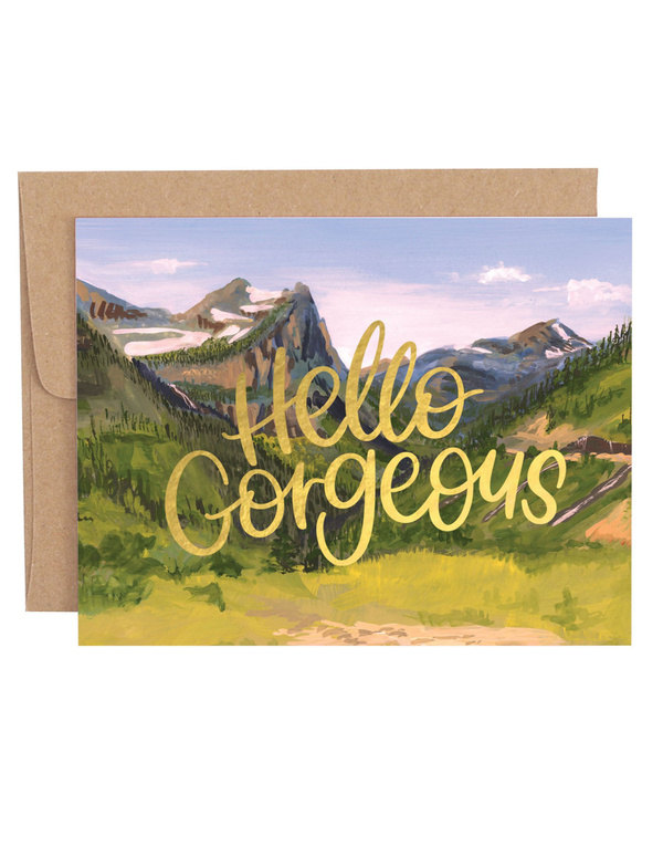 Hello Gorgeous Glacier Landscape Greeting Card, 1 of 1