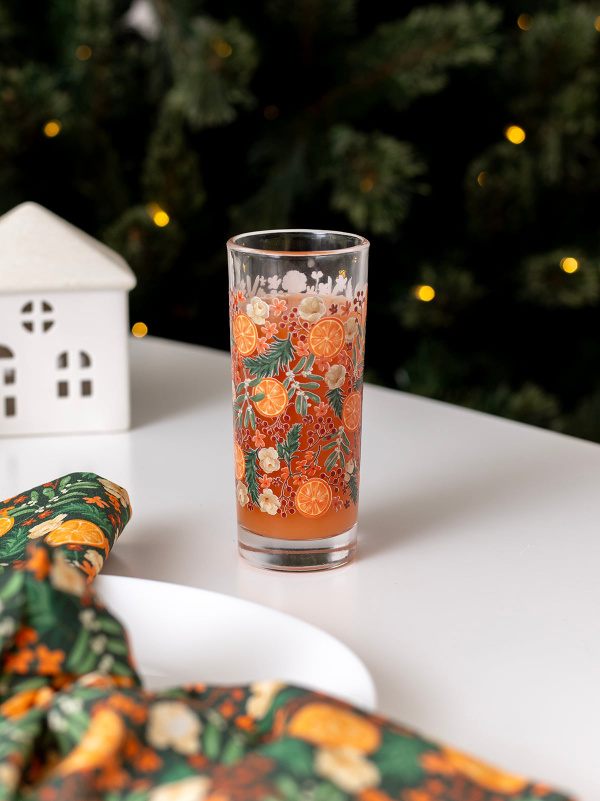 Yuletide Blooms 7.25oz Tall Holiday Juice Glass Set, 4 of 6
