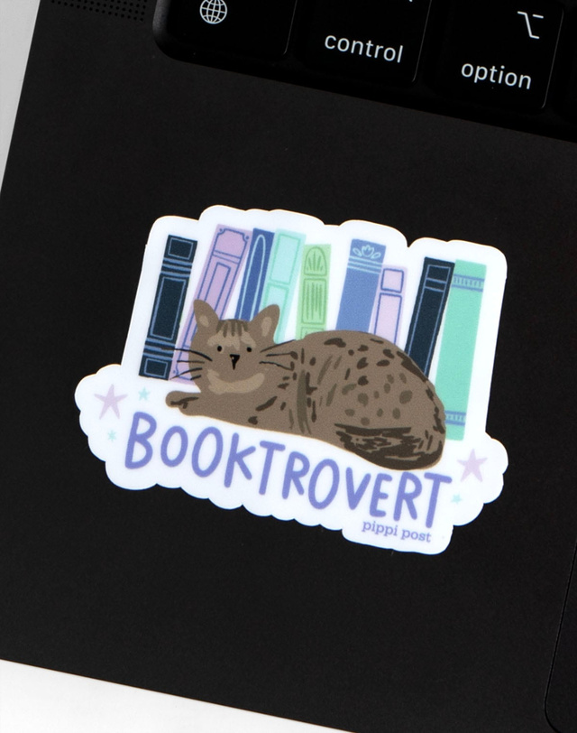 Booktrovert Books & Cat Decal Sticker, 4 of 4