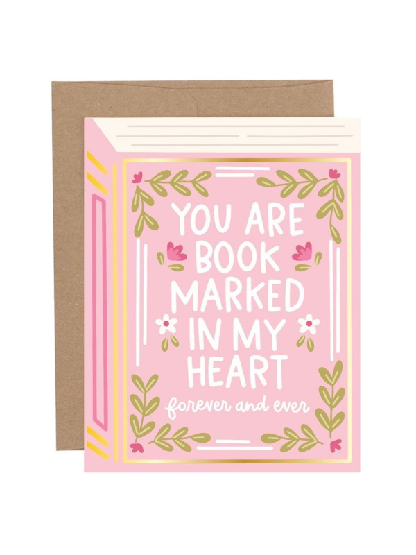 You Are Book Marked In My Heart Love Greeting Card, 1 of 1